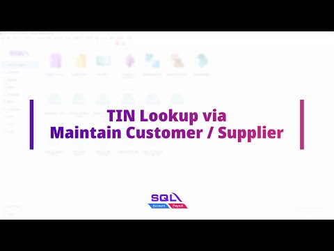 TIN Lookup via Customer/Supplier