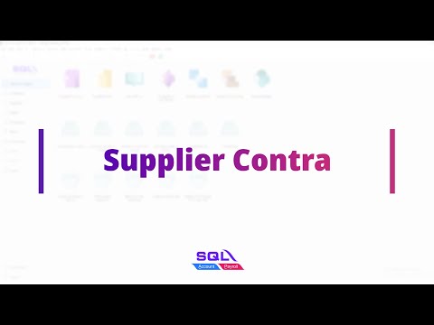 How To Process Supplier Contra