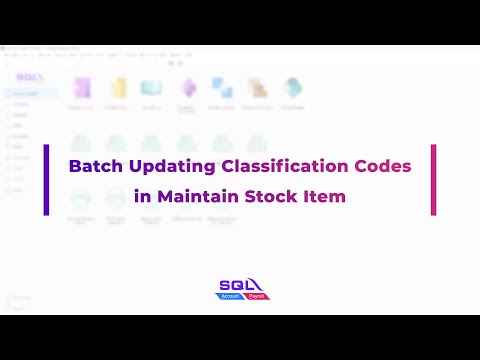 Batch Update Classifiation Code in Stock Item