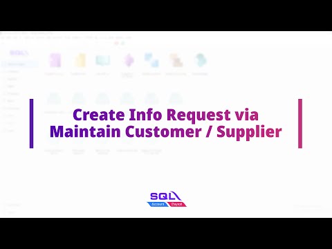 How To Request Customer/Supplier
